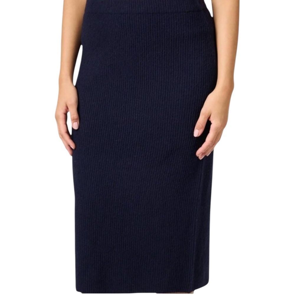 Vince Wool Cashmere Blend Pencil Skirt XS Navy Classic Designer Midi Skirt
